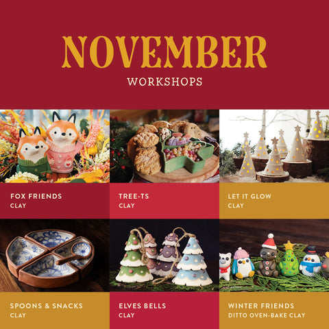 November Adult & Family | Self-Paced Workshops & Glazing